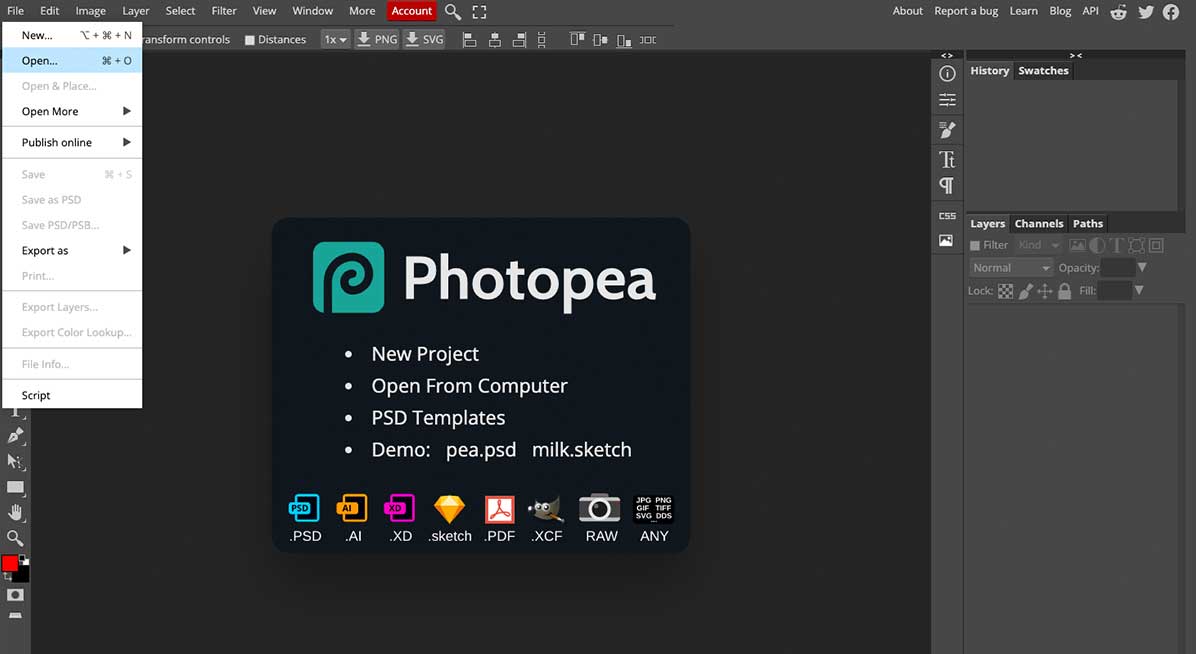 Photopea interface
